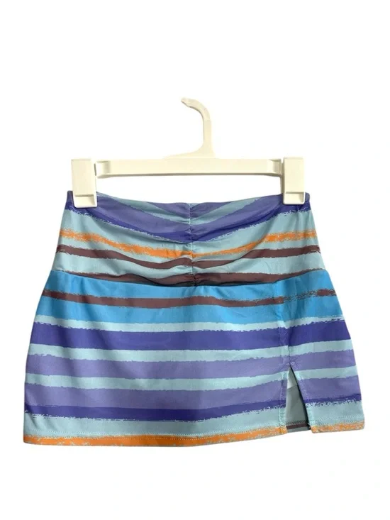 Tiger Mist Mini Skort SM Blue Striped Ruched Mesh Y2K Island Summer Stretch - Picture 1 of 12
